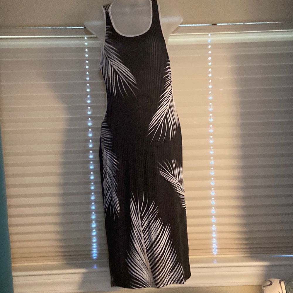 Navy blue stretchy dress.